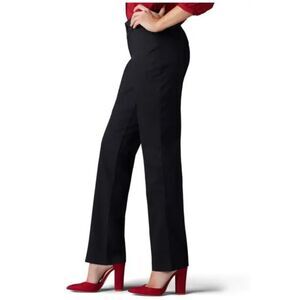 Lee Women's Wrinkle Free Straight Leg Mid-Rise Black Pants Size 2 Medium NWT